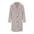 thumbnail image 4 of Fleece Jacket Women Sevevn Women Fleece Long Cardigan Notched Collar Button Down Loose Fit Winter Outwear Coat, 4 of 8