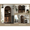 thumbnail image 6 of 71"Farmhouse Arched Wine Bar Cabinet with Wine Rack and Wine Glass Holder, Tall Arched Display Cabinet with 2 Door Storage, Liquor Bars Cabinet for Living Room Dining Room, Brown Oak, 6 of 8