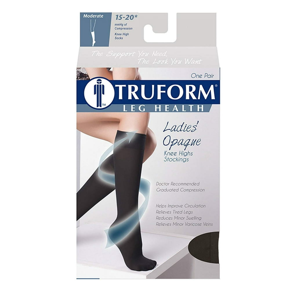 Truform 0373 Ladies' Opaque Knee High Stockings, 15-20mmHg, Large ...