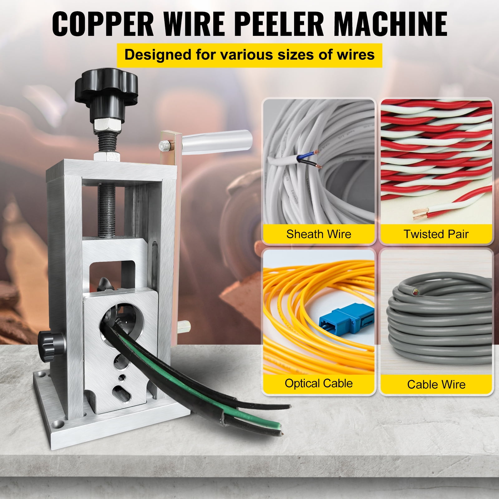 KFFKFF Wire Stripping Machine, 0.06-1.57 inches Drill Powered, Manual