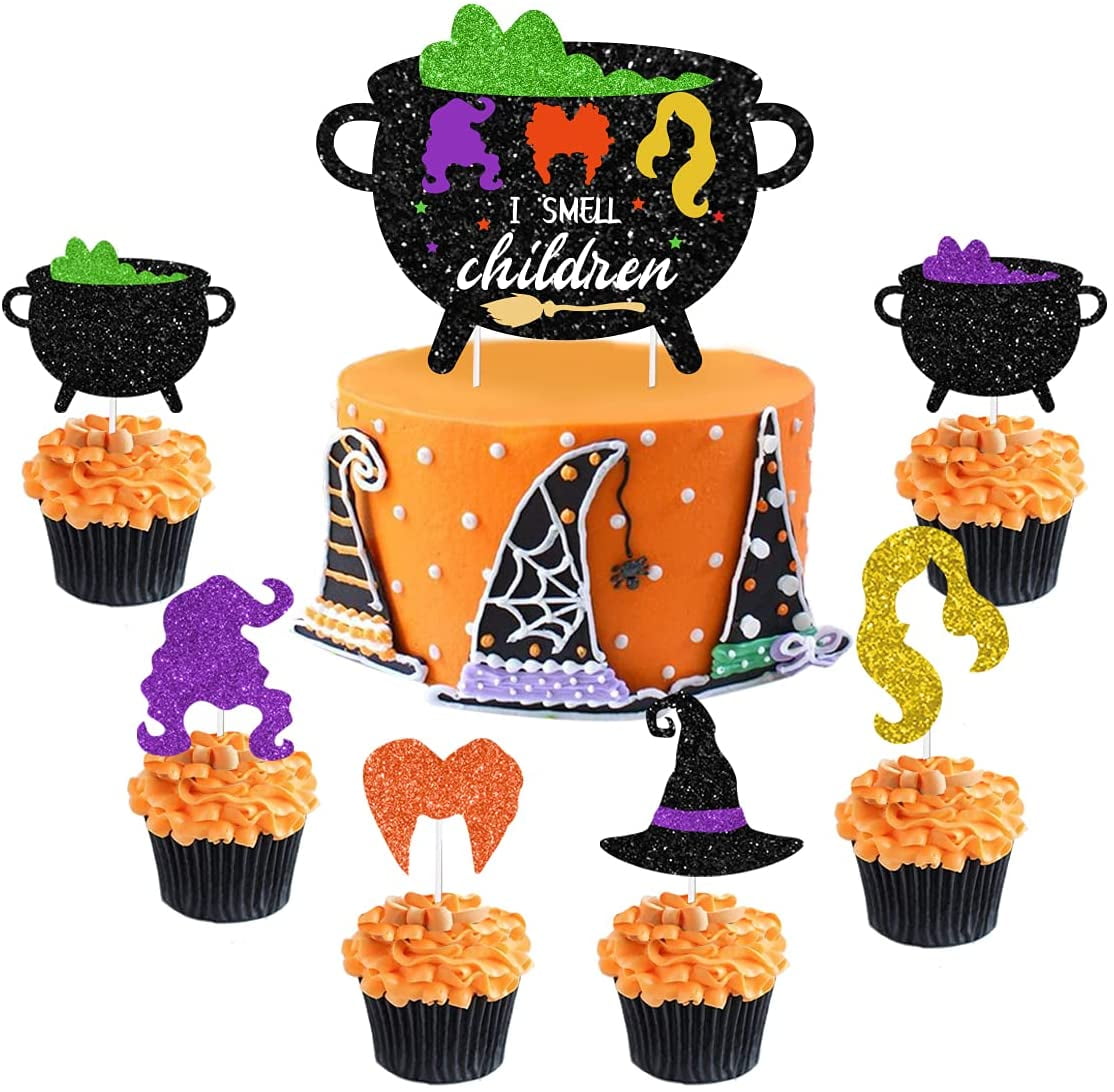 Halloween Witch Cake Decorations Set - I Smell Children Cake & Cupcake Toppers for Halloween Party Decorations Supplies 25 Pcs