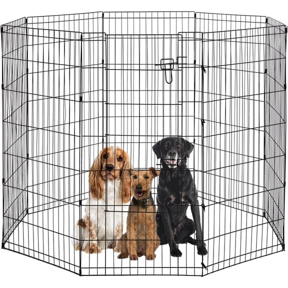 Pet Playpens for Dogs, Foldable Metal Wire Pet Fence Barrier, 8 Panels 48(H) Inches High with Door Exercise Pet Dog Pen, Indoor Outdoor Dog Gate for Large, Medium and Small Pets