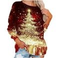 thumbnail image 5 of HOMBOM Womens Crewneck Sweatshirts Holiday Christmas Fleece Red Pullover Tree Sweatshirt for Ladies Xmas, 5 of 5