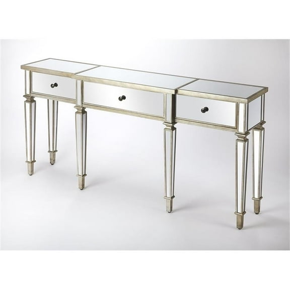 Beaumont Lane Mirror Glass Chrome Console Table Rectangular