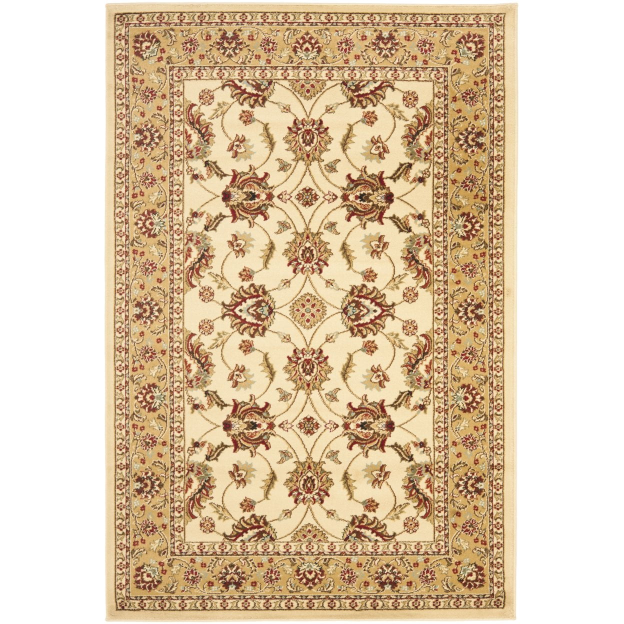 SAFAVIEH Lyndhurst Miah Floral Border Area Rug, Ivory/Beige, 3'3" x 5'3"