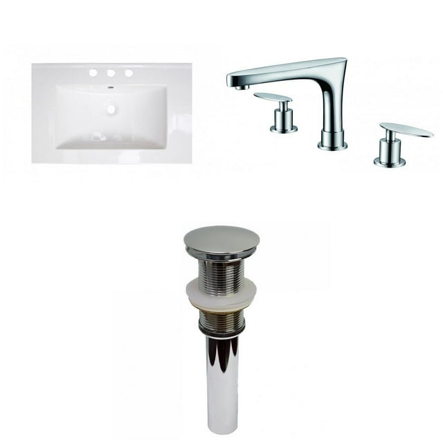 American Imaginations 23.75-in. W 3H8-in. Ceramic Top Set In White Color - Drain Incl. AI-32510