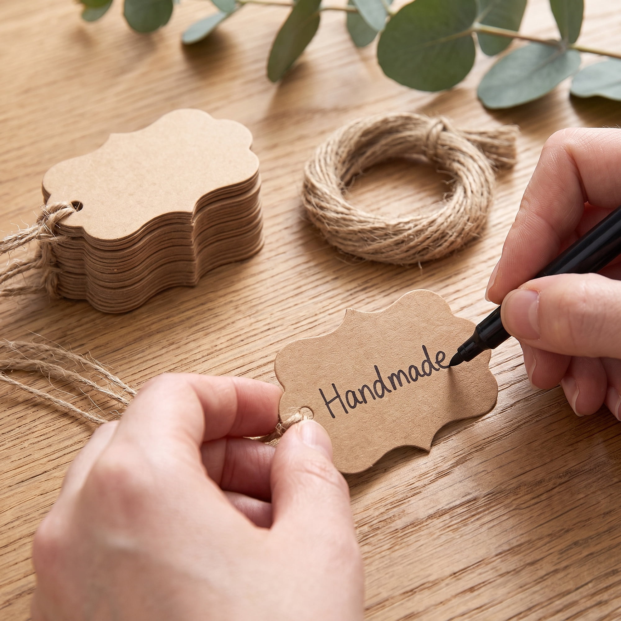 Unique Bargains Gift Tags with Twine for Crafting and Presenting Gifts 1.2" x 2" Brown