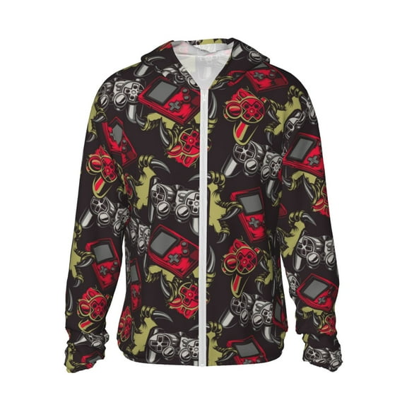 Fotbe Vintage Gaming Men's Women's UPF 50 Sun Protection Jacket Hooded Cooling Shirt with Pockets Hiking Outdoor Performance-