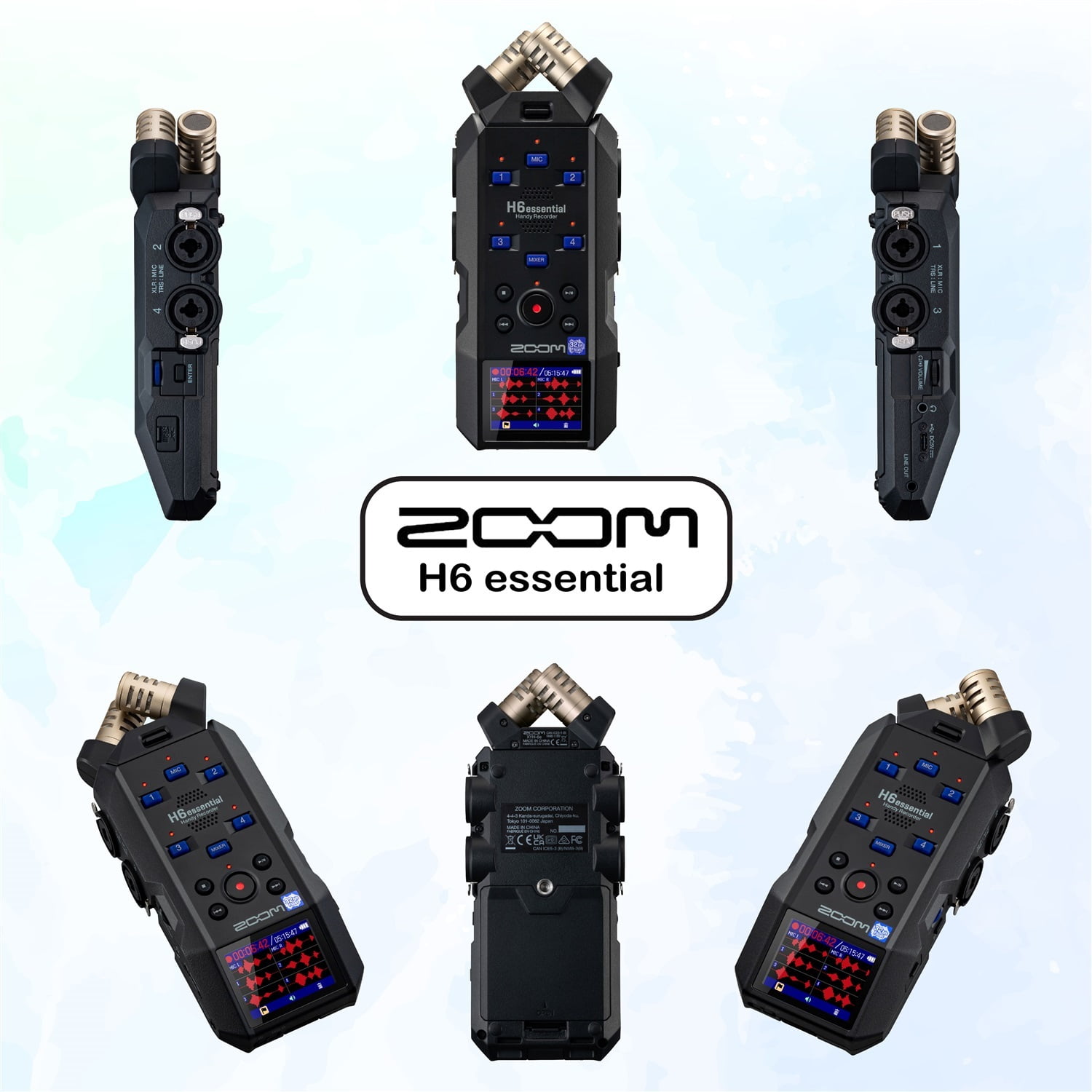 Zoom H6essential Handy Recorder, Bundle with Zoom Accessory Pack, 32GB Micro SD-Card with Adapter, 2 XLR Cable, 4 AA Batteries & Charger, Cleaning Cloth