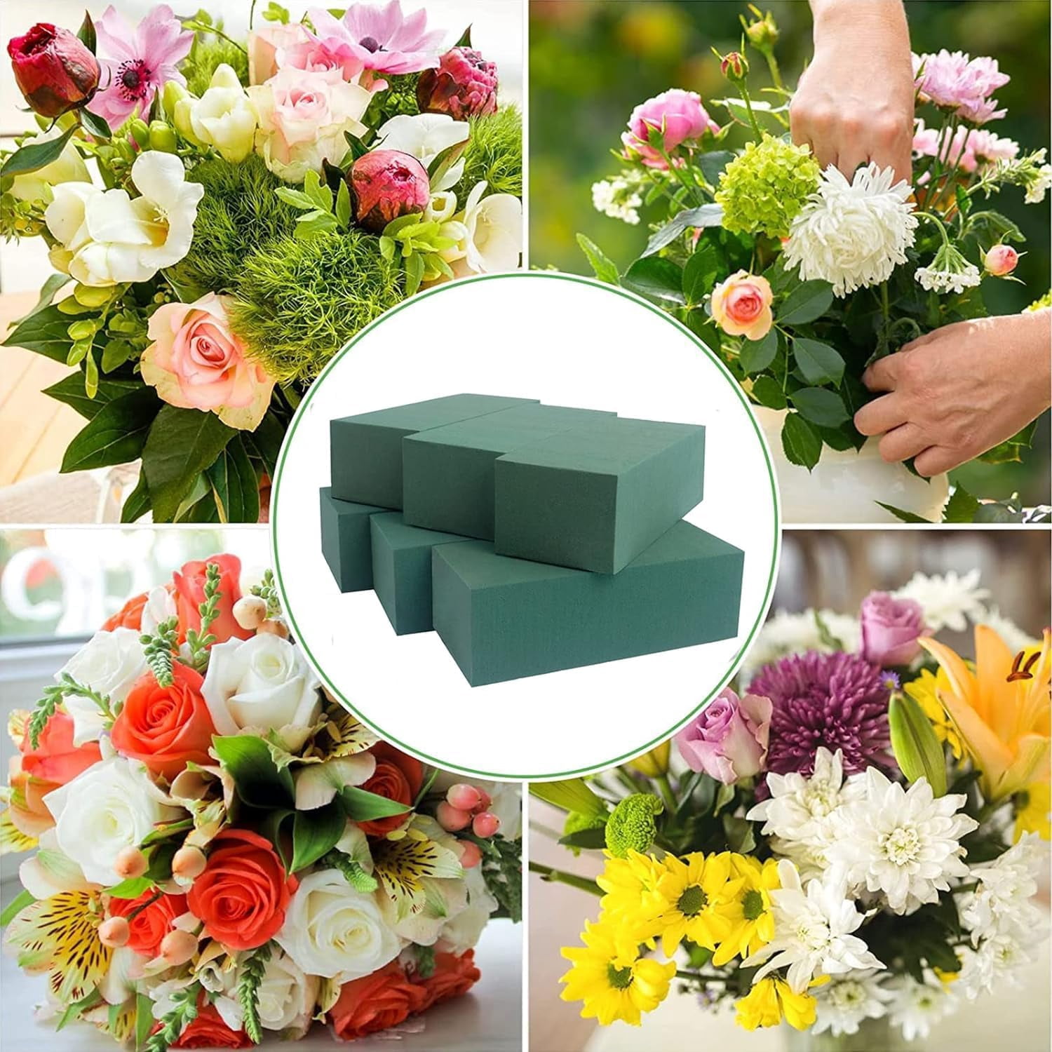 8 Pack Floral Foam Blocks for Fresh and Artificial Flowers, Wet Green Foam for Flower Arrangements Supplies，Wet Floral Foam for Crafts Wedding Decoration, 8.9" L x 4.1" W x 2.6" H