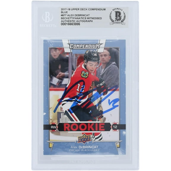 Alex DeBrincat Chicago Blackhawks Autographed 2017-18 Upper Deck Compendium Blue #877 Beckett Fanatics Witnessed Authenticated Rookie Card - Fanatics Authentic Certified