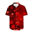 thumbnail image 1 of Camisas de Manga Larga para Hombres Día de San Valentín Impreso Botón Solapa, Camisa de Manga Corta Casual para Regalos, 1 of 9
