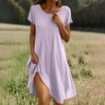 thumbnail image 4 of T Shirt Dresses For Women 2025, T Shirt Dresses Flared Short Sleeve Casual Solid Color V Neck Beach White Sweater Dress Maxi Flowy Dresses Spring 2024 Floral Maxi Dress Casual (XL, Purple) ZMTing, 4 of 5