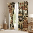 thumbnail image 3 of Homewish Bear Deer Duck Blackout Curtains Set of 2 (52x84 Each), Rustic Hunting Wildlife Window Curtains, Brown Vintage Patchwork Curtains and Drapes, Window Curtains Decor, 3 of 6