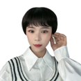 thumbnail image 5 of Peluca de mujer de pelo corto con cubierta de cabeza completa con fibra química, cubierta de cabeza de pelo corto y liso, cubierta de cabello de madre de mediana edad natural y esponjosa, 5 of 5