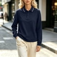 thumbnail image 6 of Women's Polo Shirts Long Sleeve Golf Shirt Lightweight Tennis Shirts office Loose Tunic Blouses Work Shirts Spring Fall Shirt Navy, 6 of 7
