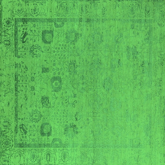 Ahgly Company Indoor Square Oriental Green Industrial Area Rugs, 8' Square