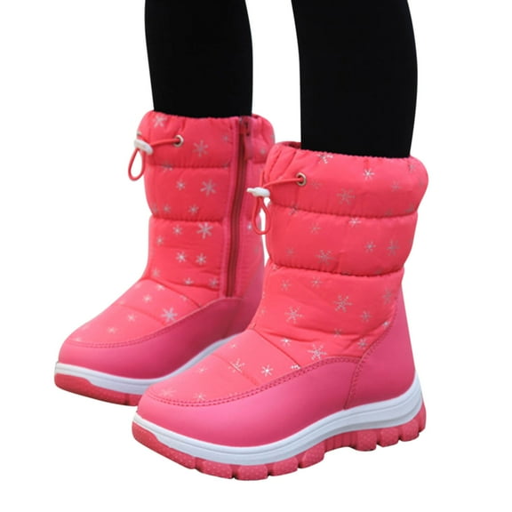Chenyee Childrens Winter Fleece Childrens Boots Flat Splashing Fleece Warm Short Tube Snow Boots