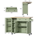 thumbnail image 2 of HAUXITIO 41.3" Kitchen Island with Drop Leaf, Rolling Cart with Spice Rack,Drawer and Storage for Kitchen,Green, 2 of 8