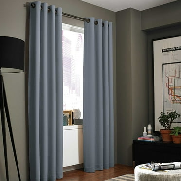 (#86) Hotel Quality Grommet Top, Jacquard 1 Panel Silver Gray Solid Thermal Foam Lined Blackout Heavy Thick Window Curtain Drapes Bronze Grommets 95" Length