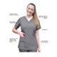 thumbnail image 3 of Bata médica Adar Pro Heather para mujer - Blusa médica con cuello en V elevado - P4212H - Gris jaspeado - M, 3 of 5