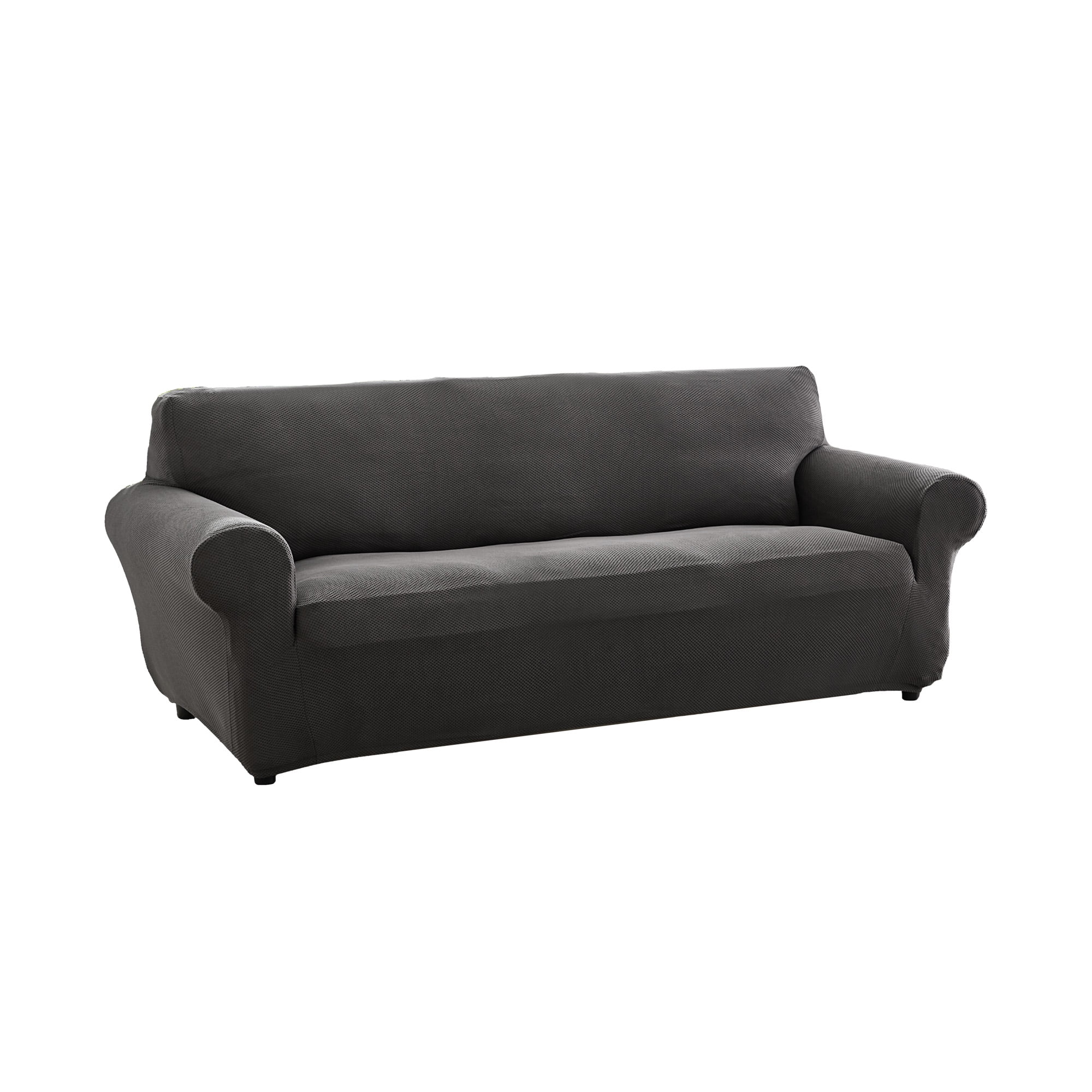 (4 pack) Mainstays Pixel Stretch Fabric Sofa Slipcover, Gray, 1-Piece