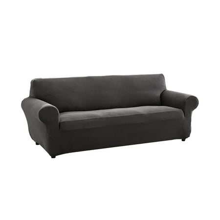 mainstays pixel stretch fabric sofa slipcover, gray, 1-piece