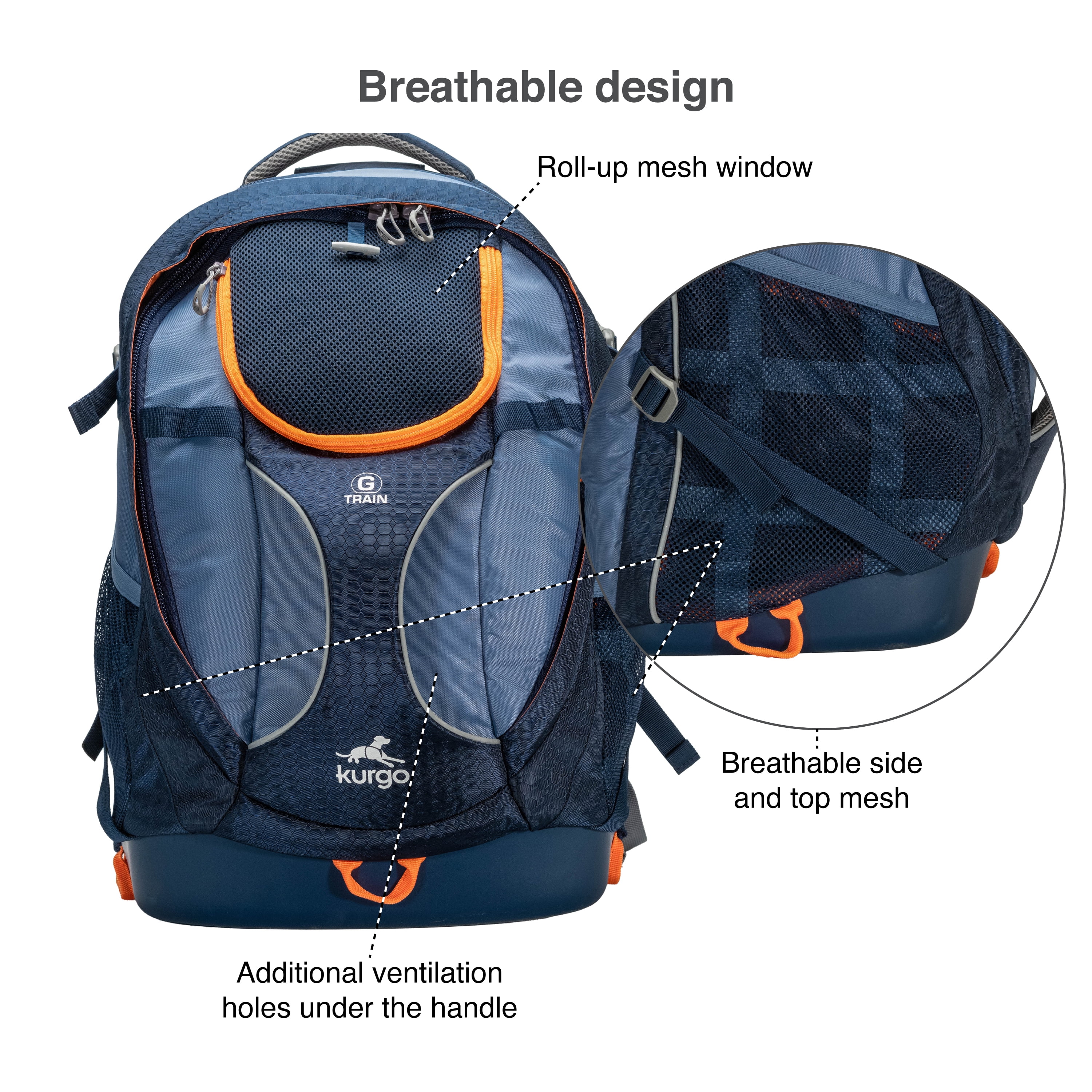 Kurgo G-Train - Dog Carrier Backpack for Small Pets - aterproof Bottom (Navy Blue)