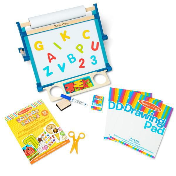 Melissa & Doug Double-Sided Magnetic Tabletop Art Easel - Dry-Erase Board and Chalkboard - FSC Certified, Tabletop Easel