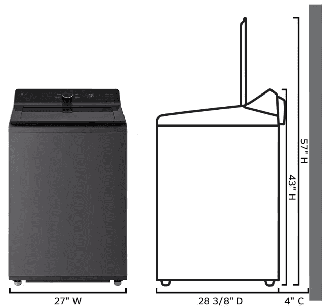 LG WT8205CL 4.8 cu. ft. Capacity Smart Top Load Washer, 4-Way Agitator, EasyUnload & AI Sensing, Platinum Black