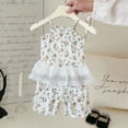 thumbnail image 3 of Stamzod Girls 2 Piece Outfits Summer Clothes Lace Ribbed Floral Cami Top + Shorts Set Casual Girls Short Sets Beige 3 Months, 3 of 6