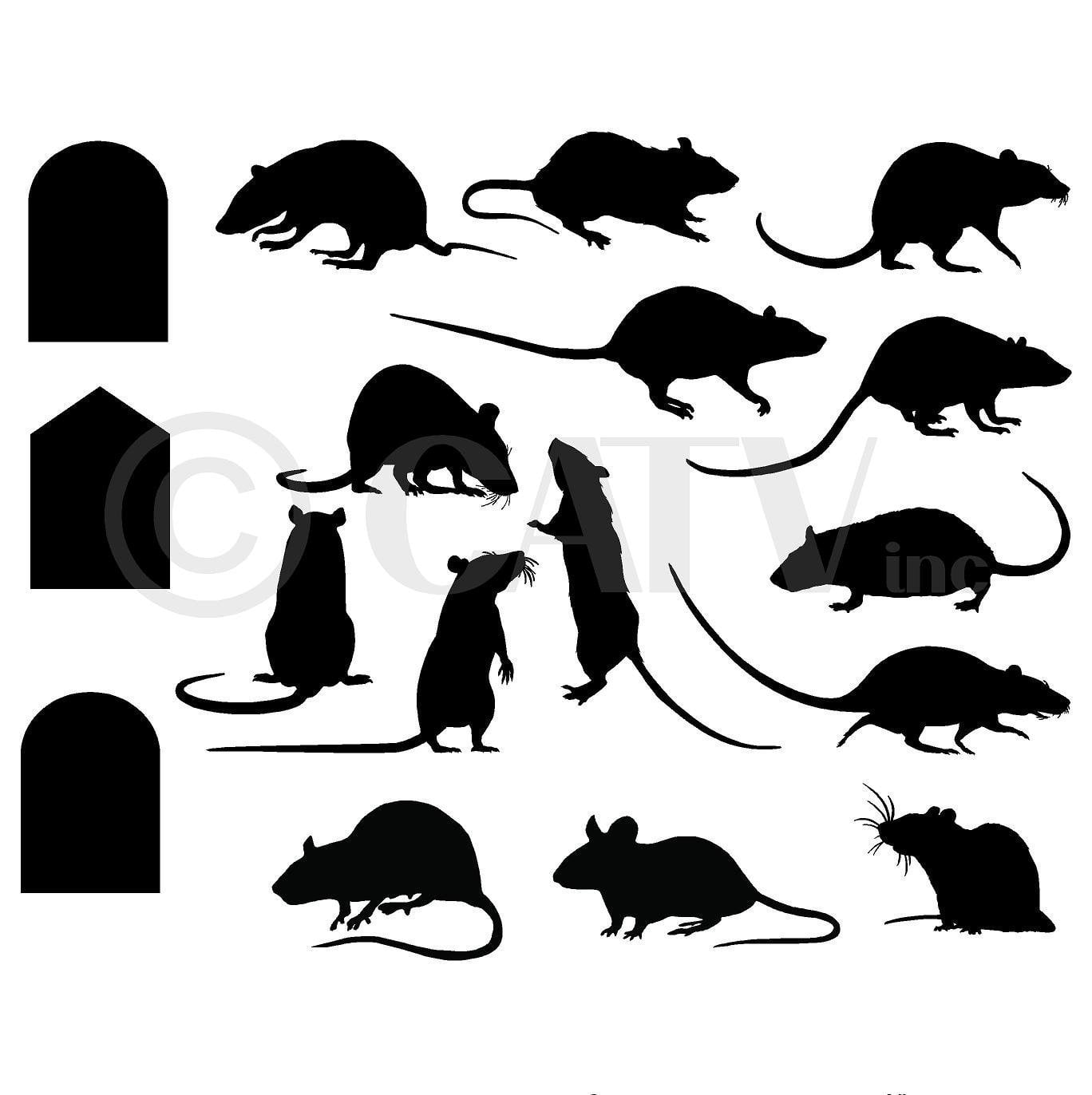 Rats Mice Doors Set of 17 Halloween Vinyl Wall Pattern Decal Stickers  (2.5