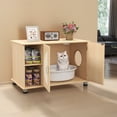 thumbnail image 2 of Demi Bonn 32" Cat Litter Box Enclosure Furniture with Sisal Scratching Doors, Sturdy Wood Cat Washroom Storage, Fit Most of Litter Box, Beige, 2 of 7
