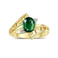 thumbnail image 1 of RYLOS Rings for Women 14K Yellow Gold Greek Key Designer Ring 9X7MM Gemstone & Diamond Ring September Green Sapphire Jewelry  Size 5, 1 of 7