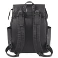 thumbnail image 4 of Baby Essentials Black Vegan Leather Multi-Pocket Magnetic Flap and Zipper Closure Fashion Diaper Bag Backpack with Matching 6-Ply Folding Baby Changing Pad, Stroller Straps and Pacifier Pouch in Black, 4 of 6