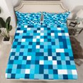 thumbnail image 2 of Manfei Geometric Artistic Pixel Bed Sheets,Abstract Geometric Buffalo King Sheets,White Blue Checkered Sheet Set For Girl Boys,Breathable Home Decor,4-Piece, 2 of 7