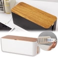 thumbnail image 2 of Fmnung Cable Management Box, Cord Organizer with Wood Lid for Desk TV Computer, Hide Power Strips and Cords, Cable Box with Ventilation Holes, White/Black, 2 of 6