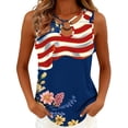 thumbnail image 2 of Uootdi Womens Patriotic Tank Tops American Flag Floral Print Sleeveless Top O Ring Cut Out Loose Fit 4th Of July Patriotic Blouses Holiday Casual Style Gift, 2 of 6