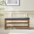 thumbnail image 6 of VKNOW 44.3” Wooden Entryway Bench, 2-Tier Upholstered Shoe Bench for Bedroom, Storage End of Bed Bench with Rubberwood Legs for Living Room, Hallway, Black, 6 of 13