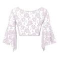 thumbnail image 5 of IUJSOY Wrap Bell Long Sleeve for Women Floral Lace Tie Front Crop Cardigan Belly Dance, 5 of 7
