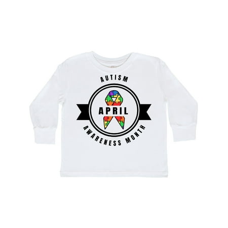 

Inktastic April Autism Awareness Month Badge with Puzzle Ribbon Gift Toddler Boy or Toddler Girl Long Sleeve T-Shirt