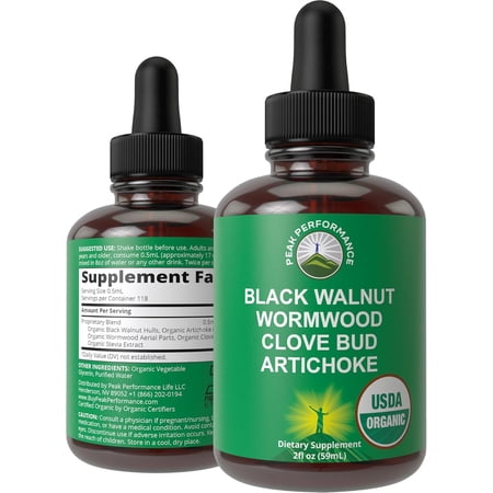 Organic Wormwood Black Walnut Clove Cleanse for Humans. Elimination Detox + Intestinal Support