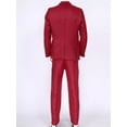 thumbnail image 6 of inlzdz Mens Wedding Evening Party Formal Suit Gentleman One Button Blazer with Long Pants 2Pcs Business Outfit Set Burgundy 4XL, 6 of 10