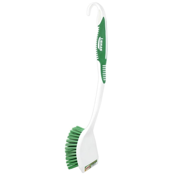 Libman Long Handle Green White Scrub Brush with Polypropylene Handle, 3.13in Width