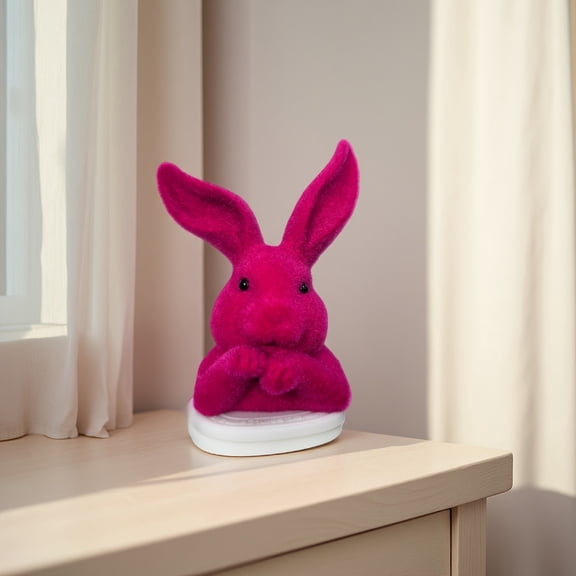 Faux Moss Flocking Rabbits Head Figurine Decoration for Living Room Garden Balconies or Easters Tabletop Display Ornament Flocking Resin Bunnies Head Ornament