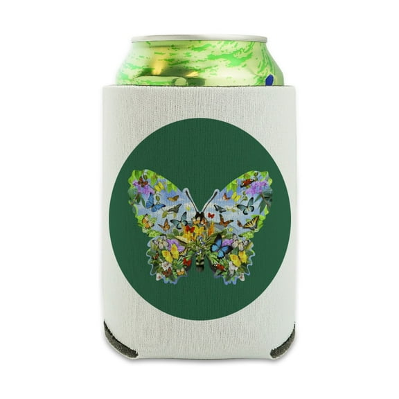 Butterflies in Butterfly Shape Can Cooler - Drink Sleeve Hugger Collapsible Insulator - Beverage Insulated Holder