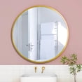 thumbnail image 4 of Miroir Mural Rond pour Salle de Bain, Miroir Rond Doré pour Mur, Miroir Rond Suspendu pour Salon, Coiffeuse, Chambre, 24 Po, 4 of 6