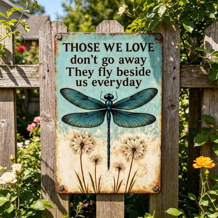 Memorial Metal Wall Sign Sympathy Gift Vintage Quote Garden Decor Plaque Weather Resistant Tribute Decor for Living Room Garden Patio Porch Remembrance Gift for Loved Ones