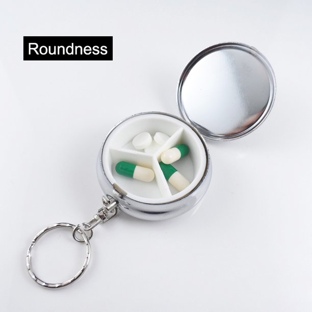 Portable Keychain Pill Box Round Pill Medicine Candy Box Case Storage