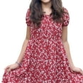thumbnail image 4 of Langwyqu Summer Floral Print Square Neck Girls Chiffon Midi Dress For 5-14 Y, 4 of 5